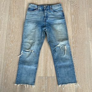 Levi’s Wedgie Fit distressed ankle denim.